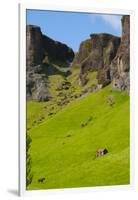 Iceland. South. Kirkjubaejarklaustur. Tiny Cabin Beneath the Cliff-Inger Hogstrom-Framed Photographic Print