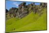 Iceland. South. Kirkjubaejarklaustur. Tiny Cabin Beneath the Cliff-Inger Hogstrom-Mounted Photographic Print