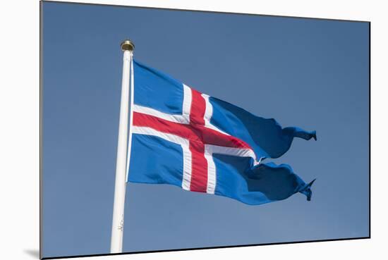 Iceland. South Region. Thingvellir. Icelandic Flag-Inger Hogstrom-Mounted Photographic Print