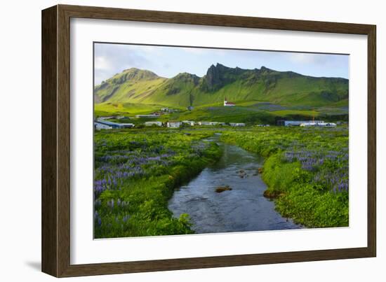 Iceland. South. Vik I Myrdal. Stream Running Down to the Beach-Inger Hogstrom-Framed Photographic Print