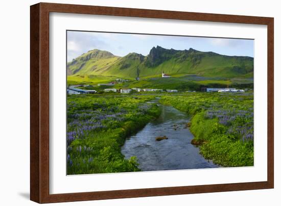 Iceland. South. Vik I Myrdal. Stream Running Down to the Beach-Inger Hogstrom-Framed Photographic Print