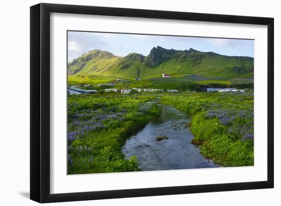 Iceland. South. Vik I Myrdal. Stream Running Down to the Beach-Inger Hogstrom-Framed Photographic Print