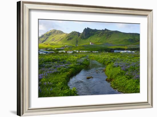 Iceland. South. Vik I Myrdal. Stream Running Down to the Beach-Inger Hogstrom-Framed Photographic Print