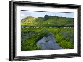 Iceland. South. Vik I Myrdal. Stream Running Down to the Beach-Inger Hogstrom-Framed Photographic Print