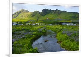 Iceland. South. Vik I Myrdal. Stream Running Down to the Beach-Inger Hogstrom-Framed Photographic Print