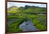 Iceland. South. Vik I Myrdal. Stream Running Down to the Beach-Inger Hogstrom-Framed Photographic Print