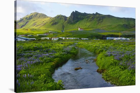 Iceland. South. Vik I Myrdal. Stream Running Down to the Beach-Inger Hogstrom-Stretched Canvas