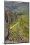 Iceland. Thingvellir. Hikers Between the Rift in the Mountain-Inger Hogstrom-Mounted Photographic Print