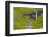 Iceland. Vatnajokull NP. Skaftafell Waterfall and Columnar Basalt-Inger Hogstrom-Framed Photographic Print