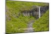 Iceland. Vatnajokull NP. Skaftafell Waterfall and Columnar Basalt-Inger Hogstrom-Mounted Photographic Print