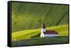 Iceland. Vik I Myrdal. Church on the Hill-Inger Hogstrom-Framed Stretched Canvas