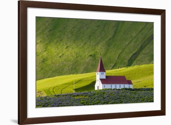 Iceland. Vik I Myrdal. Church on the Hill-Inger Hogstrom-Framed Photographic Print