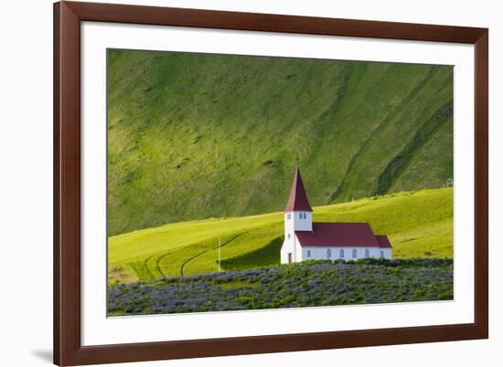 Iceland. Vik I Myrdal. Church on the Hill-Inger Hogstrom-Framed Photographic Print