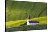 Iceland. Vik I Myrdal. Church on the Hill-Inger Hogstrom-Stretched Canvas