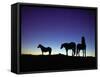Icelandic Ponies Silhouetted against the Evening Sky-Arctic-Images-Framed Stretched Canvas