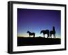 Icelandic Ponies Silhouetted against the Evening Sky-Arctic-Images-Framed Photographic Print