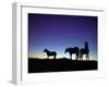 Icelandic Ponies Silhouetted against the Evening Sky-Arctic-Images-Framed Photographic Print