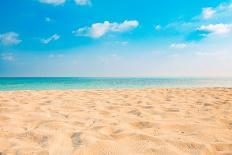 Closeup of Sand on Beach and Blue Summer Sky. Panoramic Beach Landscape. Empty Tropical Beach and S-icemanphotos-Photographic Print