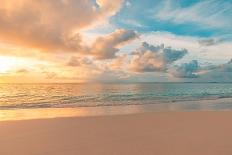 Closeup Sea Sand Beach. Panoramic Beach Landscape. Inspire Tropical Beach Seascape Horizon. Orange-icemanphotos-Photographic Print