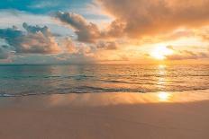 Closeup Sea Sand Beach. Panoramic Beach Landscape. Inspire Tropical Beach Seascape Horizon. Orange-icemanphotos-Framed Photographic Print