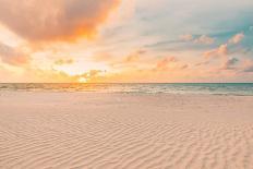 Closeup Sea Sand Beach. Panoramic Beach Landscape. Inspire Tropical Beach Seascape Horizon. Orange-icemanphotos-Framed Photographic Print