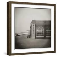 Ices Sign on Side of Old Rendezvous Cafe on Dull Winter's Day, Whitley Bay, Tyne and Wear, England-Lee Frost-Framed Photographic Print
