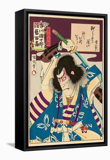 Ichikawa Danjuro Engei Hyakuban - Oboshi Yuranosuke-Kunichika toyohara-Framed Stretched Canvas