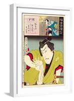 Ichikawa Danjuro Engei Hyakuban - Omori Hikoshichi-Kunichika toyohara-Framed Giclee Print