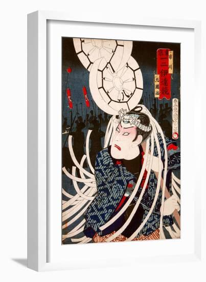 Ichikawa Danjuro Engei Hyakuban - Priest Mongaku-Kunichika toyohara-Framed Giclee Print