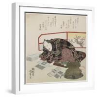 Ichikawa Danjuro VII Preparing New Year's Gifts, 1829-1830-Utagawa Kunisada-Framed Giclee Print