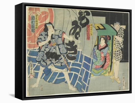 Ichikawa Kakitsu and Sawamura Noshi in the Kabuki Play Suibo Daigo Do_No Nozarashi, December 1865-Utagawa Kunisada II-Framed Stretched Canvas