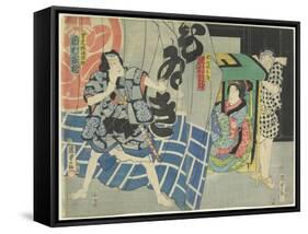 Ichikawa Kakitsu and Sawamura Noshi in the Kabuki Play Suibo Daigo Do_No Nozarashi, December 1865-Utagawa Kunisada II-Framed Stretched Canvas