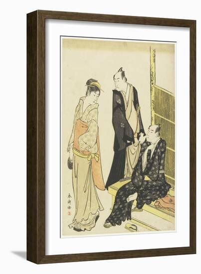 Ichikawa Monnosuke Ii, Onoe Matsusuke at a Teahouse, C. 1780-1795-Katsukawa Shuncho-Framed Giclee Print