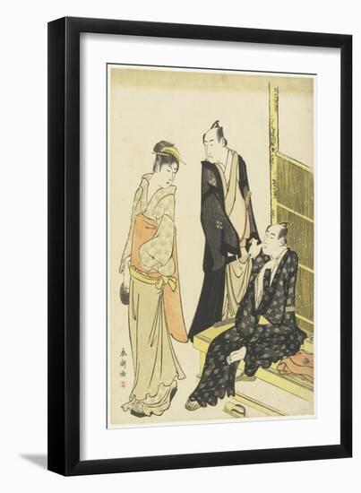 Ichikawa Monnosuke Ii, Onoe Matsusuke at a Teahouse, C. 1780-1795-Katsukawa Shuncho-Framed Giclee Print