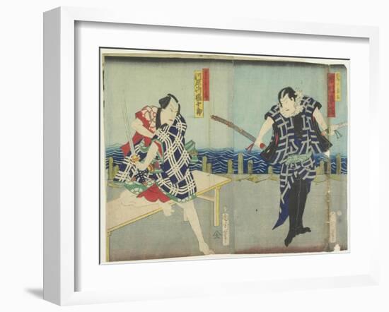 Ichimura Kakitsu I as Chokichi, Kawarasaki Gonjuro I as a Gallant, January 1866-Toyohara Kunichika-Framed Giclee Print