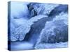 Icicles Bizarre Frozen Water at Waterfall in Winter-null-Stretched Canvas