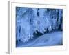 Icicles Bizarre Frozen Water at Waterfall in Winter-null-Framed Photographic Print