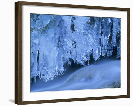 Icicles Bizarre Frozen Water at Waterfall in Winter-null-Framed Photographic Print