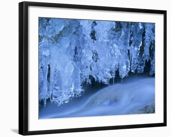 Icicles Bizarre Frozen Water at Waterfall in Winter-null-Framed Photographic Print