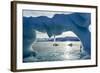 Icicles hang from an iceberg floating by Enterprise Island, Antarctica-Paul Souders-Framed Photographic Print