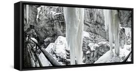 Icicles in the Breitachklamm Near Oberstdorf, Bavaria, Germany, Footpath Through the Gorge-Markus Leser-Framed Stretched Canvas