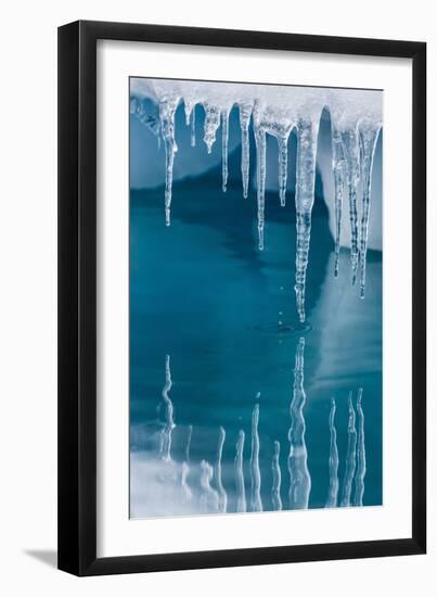 Icicles Mirrored in Calm Water from Ice Floating in the Neumayer Channel Near Wiencke Island-Michael Nolan-Framed Photographic Print