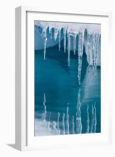 Icicles Mirrored in Calm Water from Ice Floating in the Neumayer Channel Near Wiencke Island-Michael Nolan-Framed Photographic Print