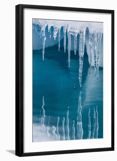 Icicles Mirrored in Calm Water from Ice Floating in the Neumayer Channel Near Wiencke Island-Michael Nolan-Framed Photographic Print