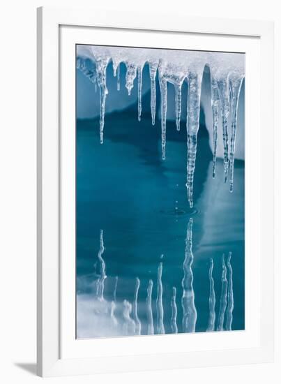 Icicles Mirrored in Calm Water from Ice Floating in the Neumayer Channel Near Wiencke Island-Michael Nolan-Framed Photographic Print