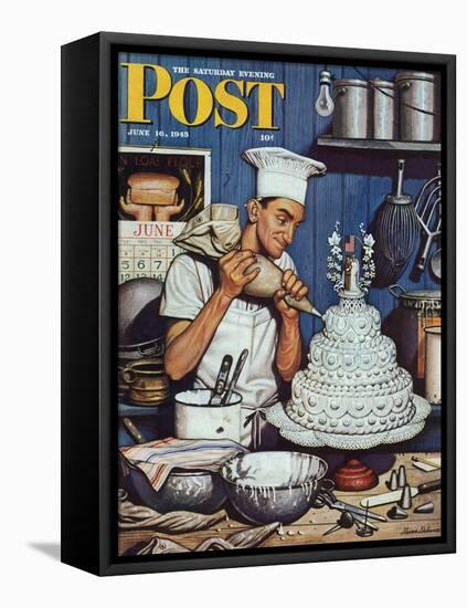 "Icing the Wedding Cake," Saturday Evening Post Cover, June 16, 1945-Stevan Dohanos-Framed Stretched Canvas