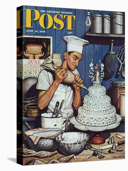"Icing the Wedding Cake," Saturday Evening Post Cover, June 16, 1945-Stevan Dohanos-Stretched Canvas