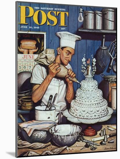 "Icing the Wedding Cake," Saturday Evening Post Cover, June 16, 1945-Stevan Dohanos-Mounted Premium Giclee Print