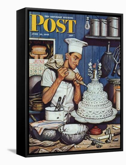 "Icing the Wedding Cake," Saturday Evening Post Cover, June 16, 1945-Stevan Dohanos-Framed Stretched Canvas