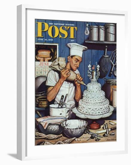 "Icing the Wedding Cake," Saturday Evening Post Cover, June 16, 1945-Stevan Dohanos-Framed Giclee Print